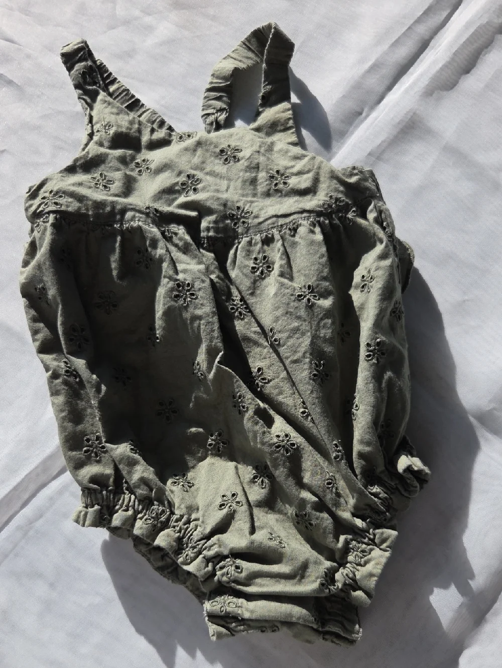 Baby GAP Olive Eyelet Cotton Romper